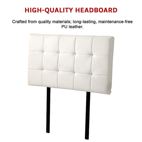 Single PU Leather Bed Deluxe Headboard Bedhead - White