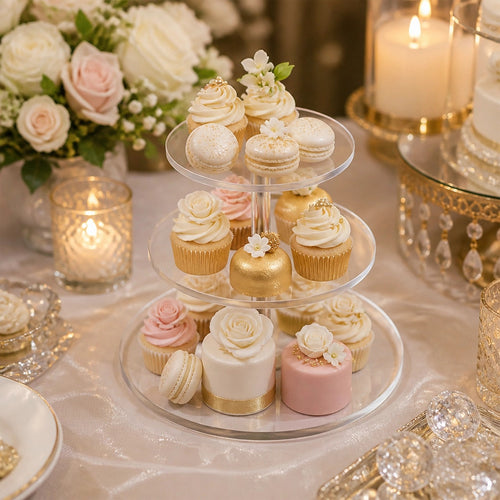 3 Tier Acrylic Cake Stand Set Round Dessert Display Stand