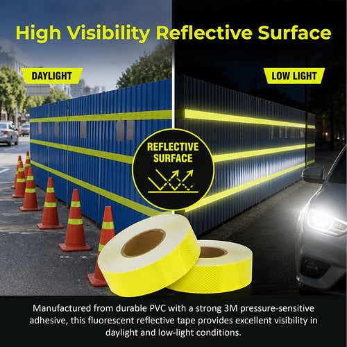 Hi Vis Reflective Tape 2 Pack 50mm x 50m 3M Adhesive Yellow