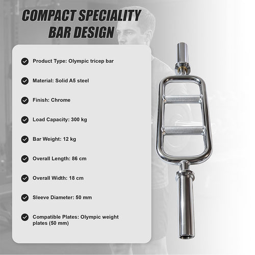 Olympic Tricep Bar 300kg Neutral Grip Weight Lifting Barbell