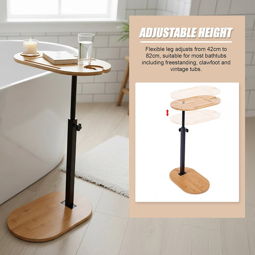 Natural Bamboo Bathtub Tray Table – Adjustable Bath Caddy