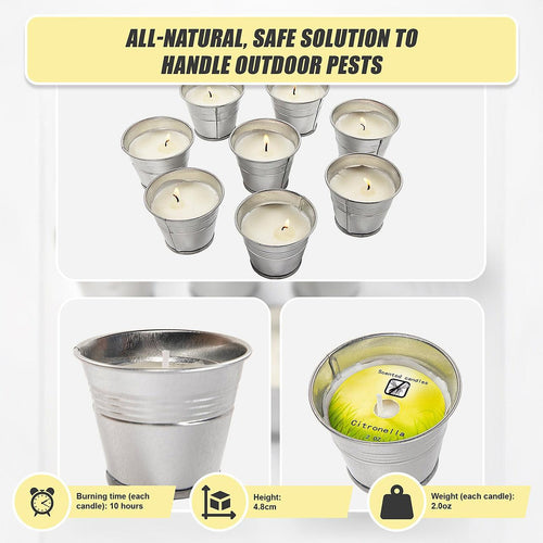8x Mosquito Insect Bug Repellent Small Bucket Citronella Candles