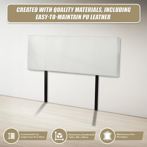 Double White PU Leather Bed Headboard Bedhead
