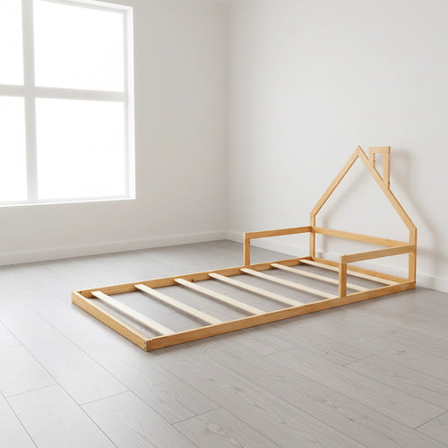 Low Bed for Kids - Wood Pine Wood King Single Floor Bed