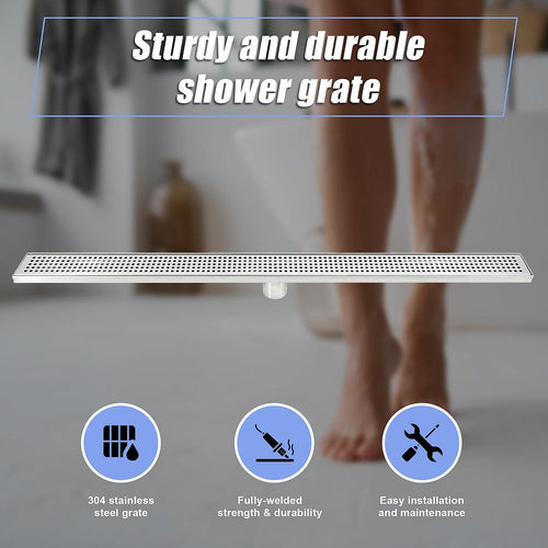 100cm Bathroom Shower Stainless Steel Grate Drain w/ Centre outlet Floor Waste
