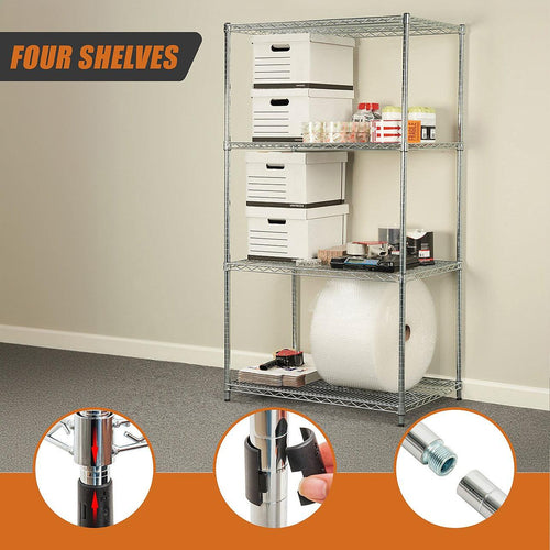 Modular Wire Storage Shelf 1200 x 600 x 1800mm Steel Shelving - Carbon Chrome Plated