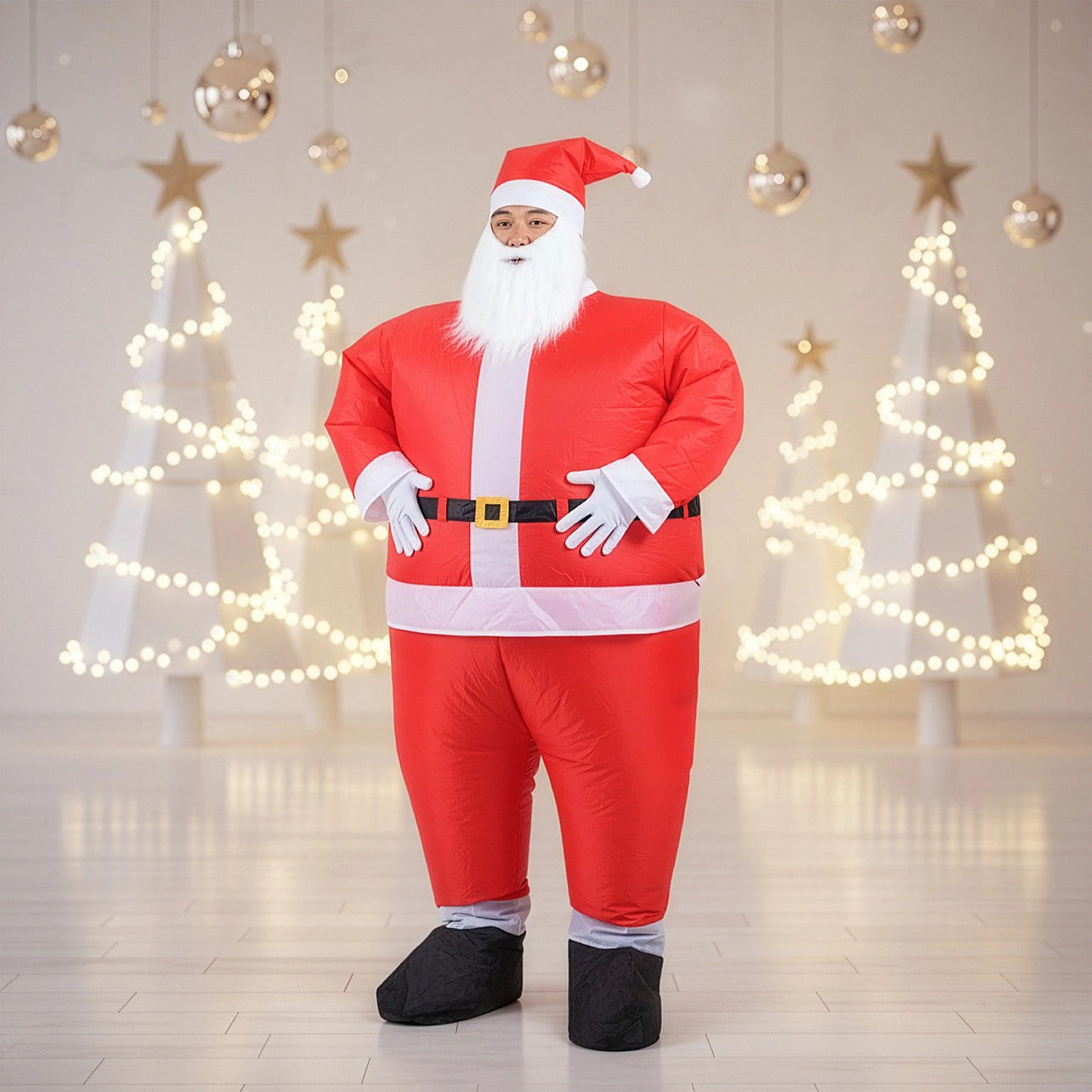 Adult Santa Inflatable Costume with Fan – Funny Blow-Up Fancy Dress