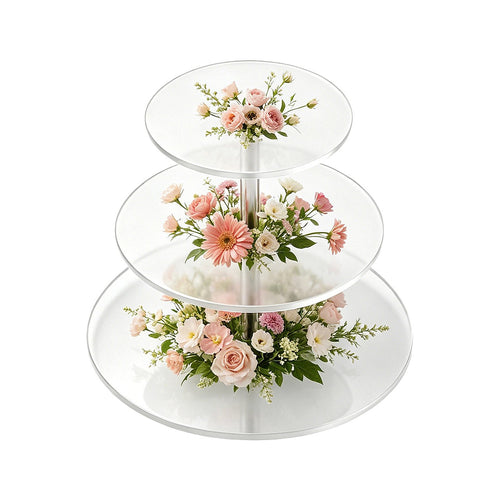 3 Tier Acrylic Cake Stand Set Round Dessert Display Stand