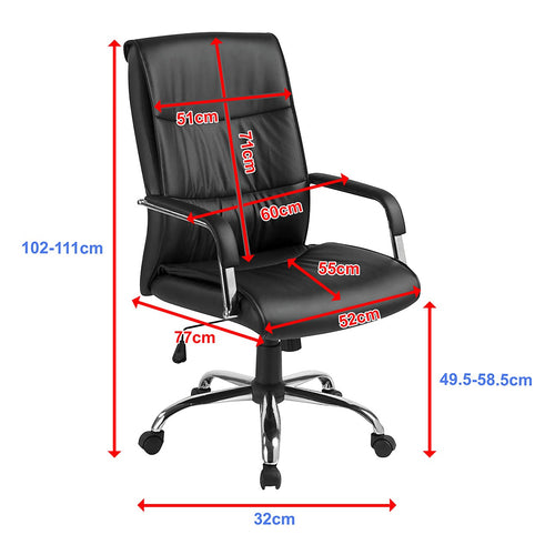 Ergonomic PU Leather Office Chair – Executive Swivel Desk Chair with Padded Seat in Black