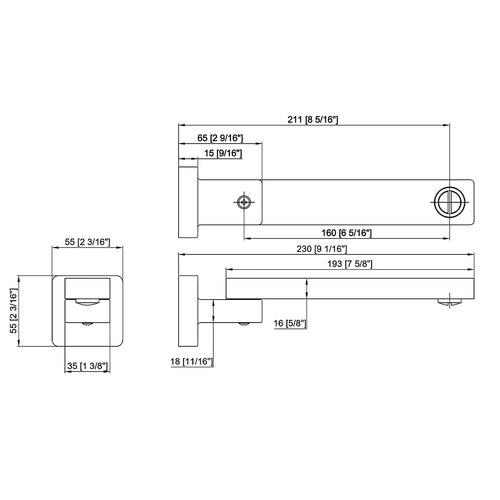 Bath In Wall Swivel Spout in Black Finish