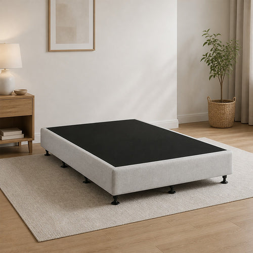 King Single Slatted Ensemble Bed Base - Grey Linen Breathable Cover