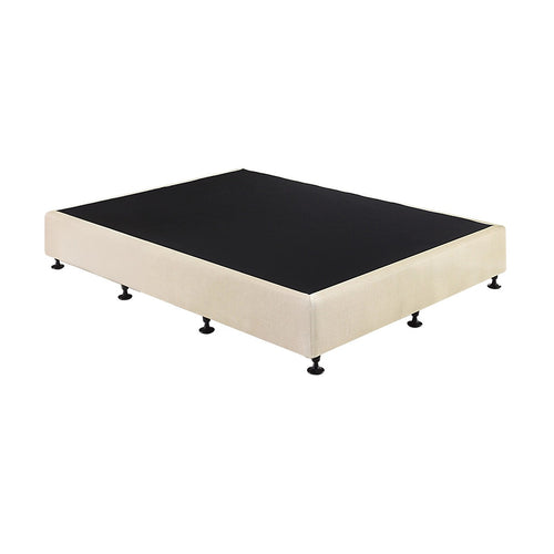 King Single Slatted Ensemble Bed Base - Sand Linen Breathable Cover