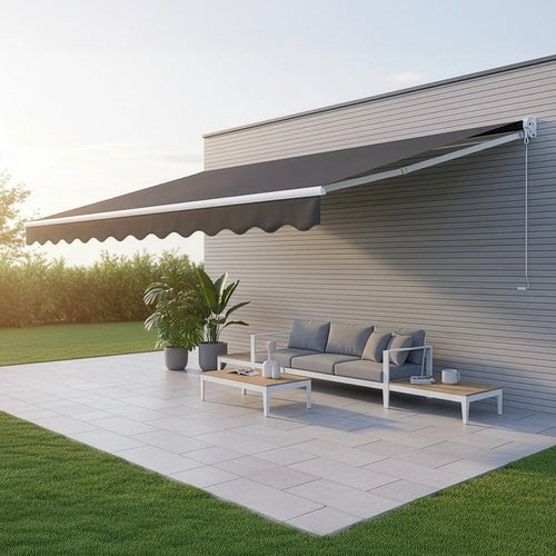Outdoor Awning Grey - 5x2.5m Retractable Sunshade