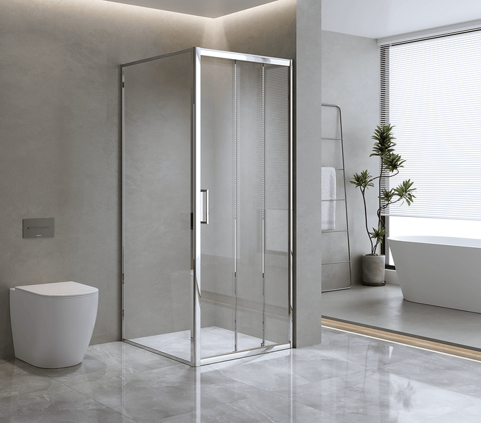 40mm Adjustable Contemporary Chrome Corner Sliding Shower Screen - 86x101cm