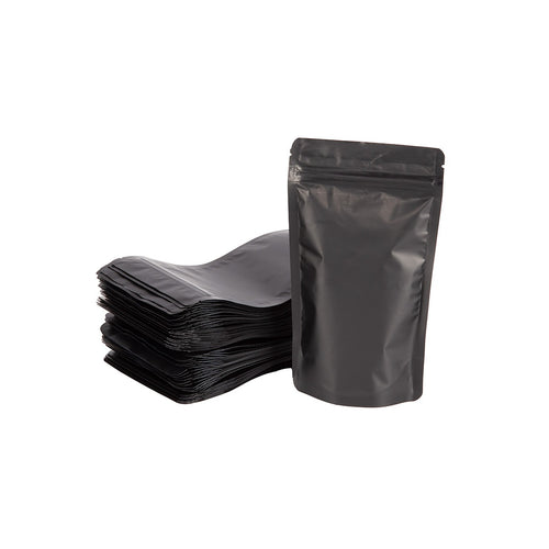 Black Aluminium Mylar Foil Stand Up Pouch 100pcs Resealable Bags