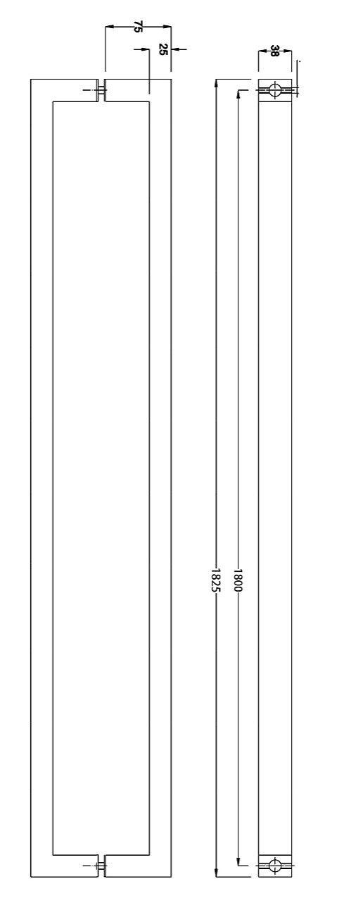 Entrance Door Pull Handle Brushed satin 1800mm