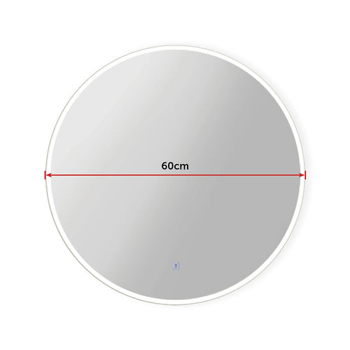 60cm Round LED Bathroom Vanity Mirror – Wall-Mounted with Touch Sensor & Colour Temp Control