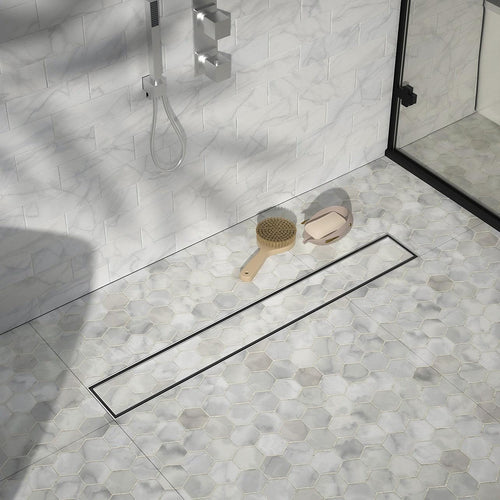 120cm Tile Insert Stainless Steel Grate Drain w/Centre outlet Floor Waste 