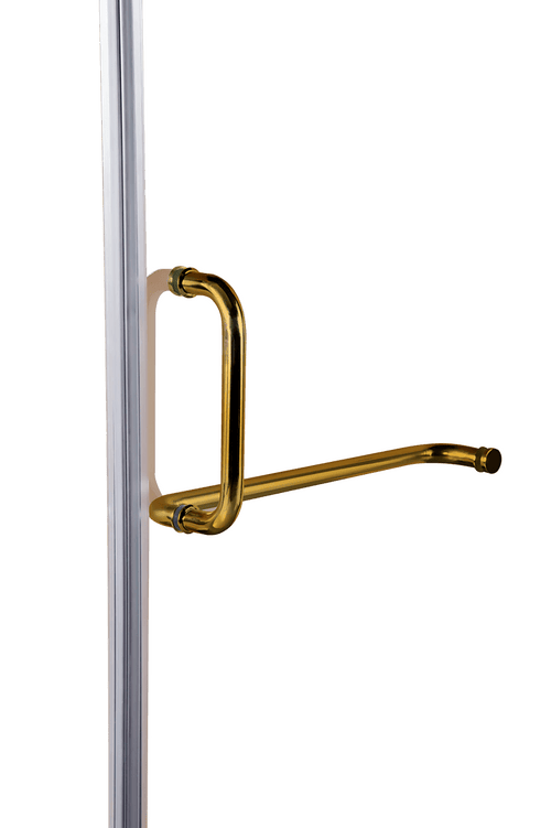 Frameless 10mm Glass Shower Screen 110 x 70cm GOLD Hinges/Brackets and ROUND Handle