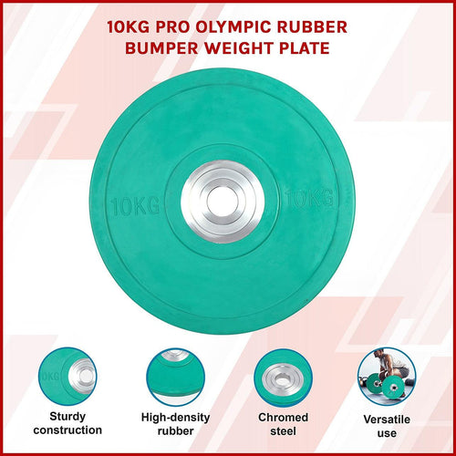 10kg PRO Olympic Rubber Bumper Weight Plate