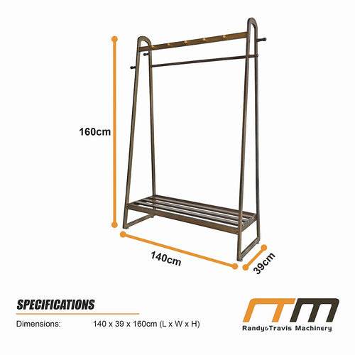 Dark Wood Slim Clothes Rack 160x100cm Space Saving Floor Stand