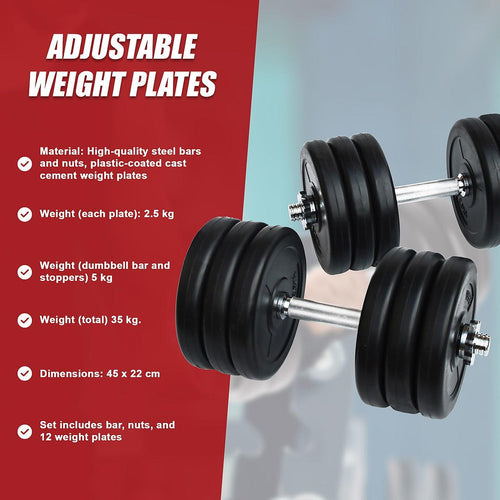 35KG Dumbbell Adjustable Weight Set 