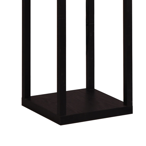 Shelf Floor Lamp with Shade and Open Shelves in Black Wood - Style B