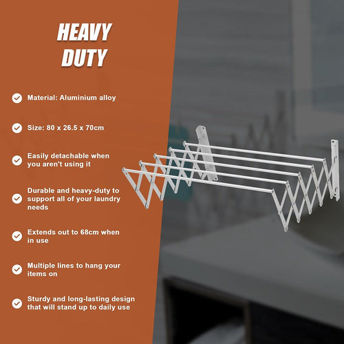 Clothes Airer Pull Out Expander Clothes Line Caravan RV Laundry Accessories