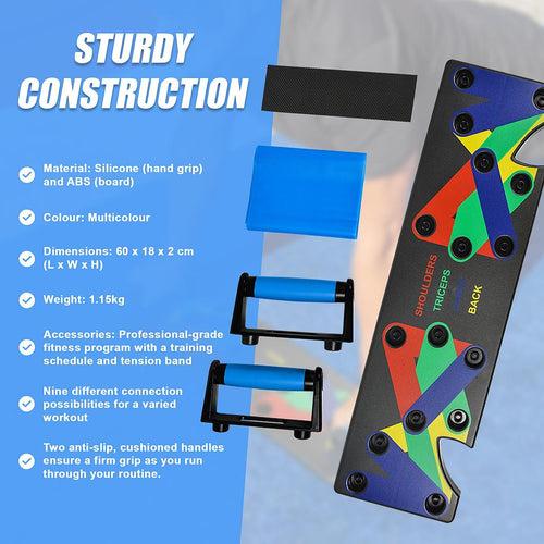 9 in1 Push Up Board Yoga Bands Fitness Workout Train Gym Exercise Pushup Stand