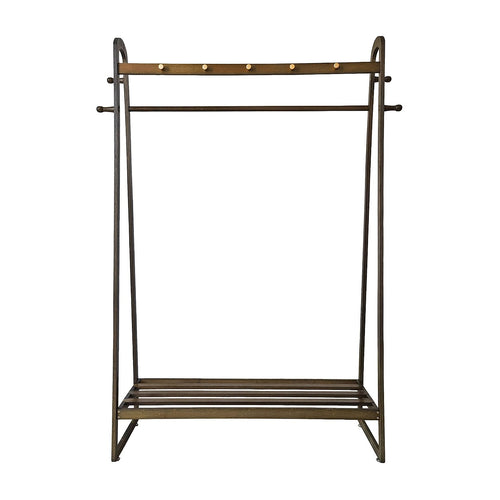 Dark Wood Slim Clothes Rack 160x100cm Space Saving Floor Stand