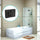 90cm Frameless Glass Bath Screen with Stainless Steel Brackets - Black