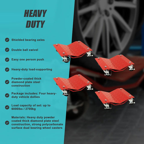 Auto Dolly Car Dolly Wheel Tire 12"x16" Skate 6000lb Repair Slide Set of (4)