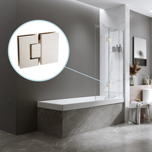 100cm Frameless Glass Bath Screen with Brass Brackets - Nickel