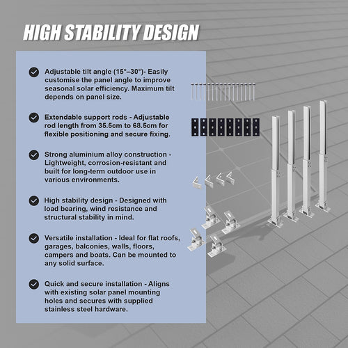 2 Set Adjustable Solar Panel Tilt Mount Brackets – Heavy Duty Frame