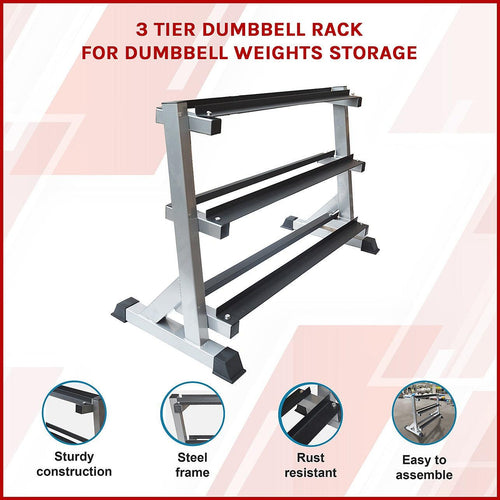 3 Tier Dumbbell Rack for Dumbbell Weights Storage