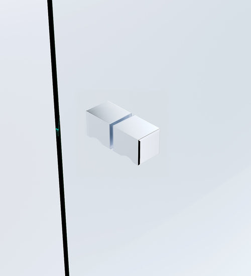 100x100cm Corner Frameless Shower Screen with Chrome Wall F-Brackets and Brass Hinges, Square Knob Handle