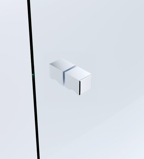 90cm Frameless Diamond Shower Screen with Chrome Brackets and Brass Hinges, Square Knob Handle