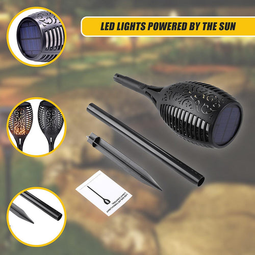 10 Pack Solar Torch Lights 96 LED Flickering Lighting Dancing Flame Garden Lamp