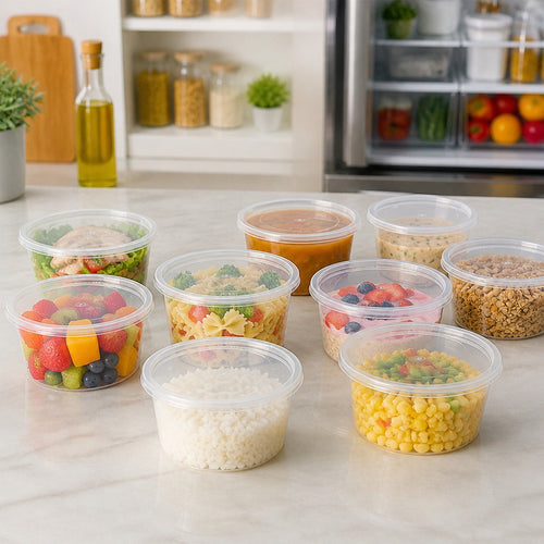 450mL Food Containers with Lids 500 Pack | BPA Free Round Takeaway Tubs