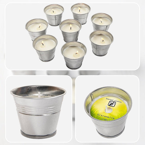 8x Mosquito Insect Bug Repellent Small Bucket Citronella Candles