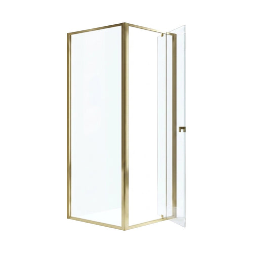 Adjustable Semi Frameless Shower Screen Front: (82~90)x195cm with Gold Hardware and Side: (77~80)x195cm