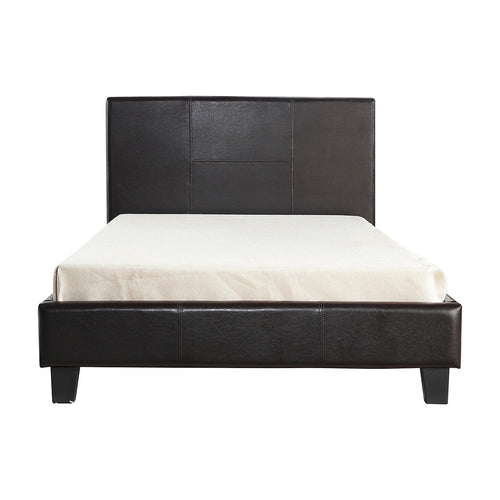 King Single Size Bed Frame with Headboard – Brown PU Leather