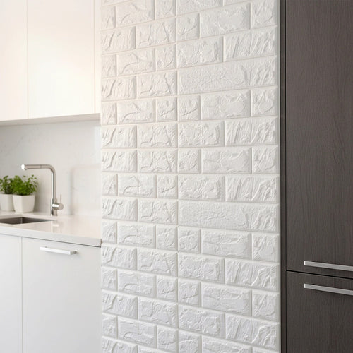 3D Brick Wall Tile Stickers 60x30cm – 50 Pack Peel & Stick Wallpaper Panels for Home Décor
