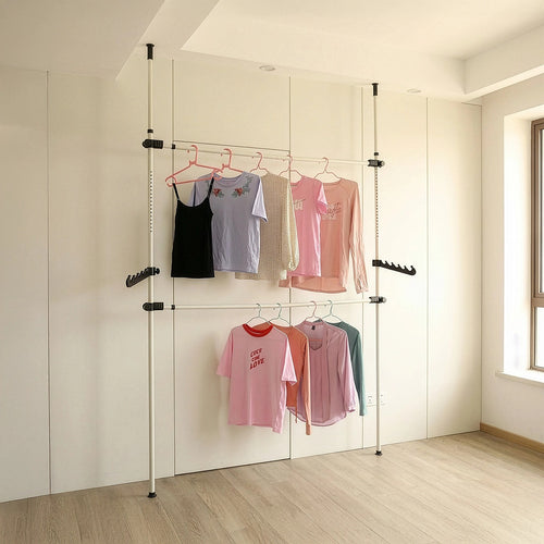 Heavy Duty Adjust Clothes Rail Storage Garment Shelf Hanging Display Stand Rack