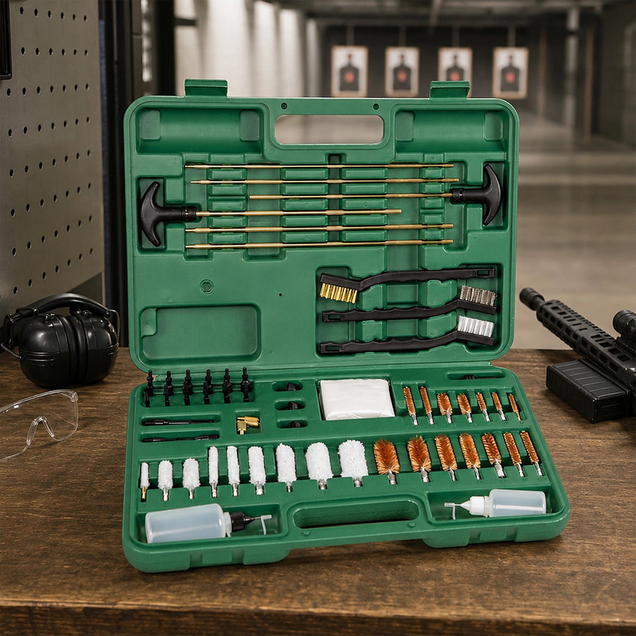 Gun Cleaning Kit with Brass Rods & Labelled Carry Case