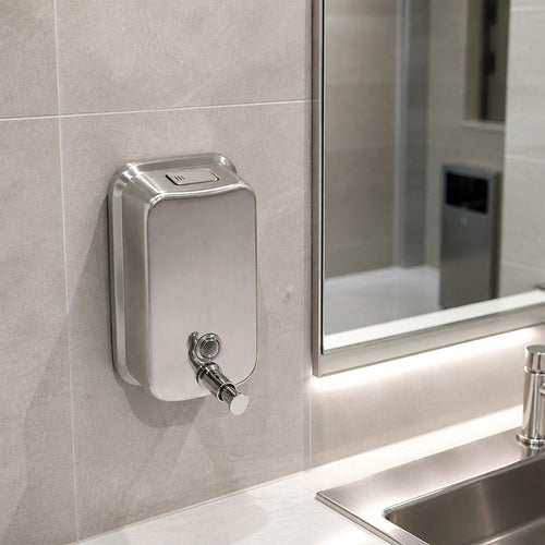 Stainless Steel Soap Dispenser - 1000ml Wall-Mounted Manual Pump