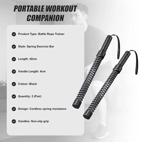 Battle Rope Trainer Spring Exercise Bar Cordless Resistance Workout Tool