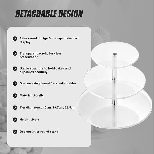 3 Tier Acrylic Cake Stand Set Round Dessert Display Stand