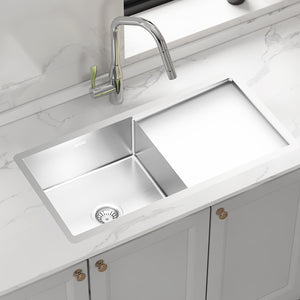 950x450mm Stainless Steel Handmade 1.5mm Sink with Waste in Stainless Steel with brushed finish Finish