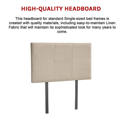 Single Beige Linen Fabric Bed Headboard Bedhead